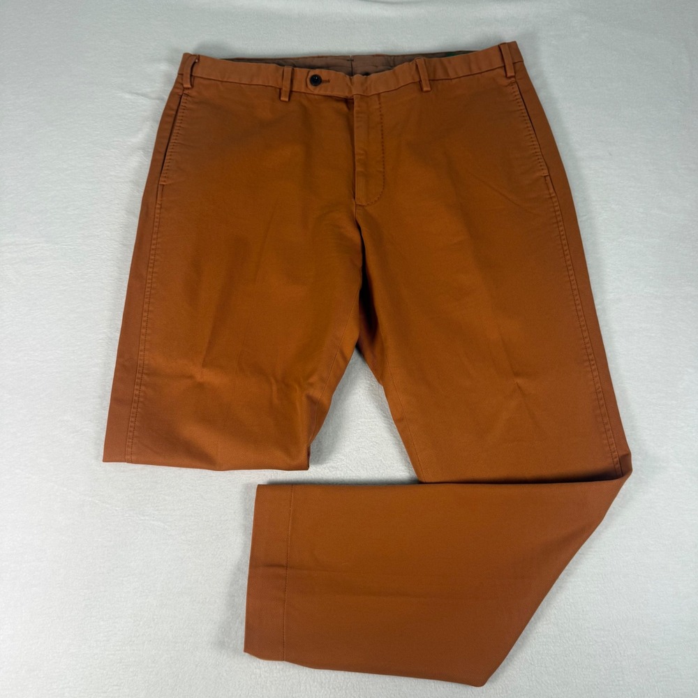 Sid Mashburn Chino Pants Mens 38 Orange Cotton Twill Luxury Preppy Flat Front